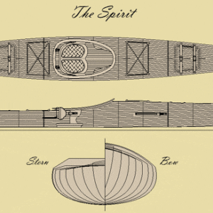 Rendering of the wooden Spirit kayak