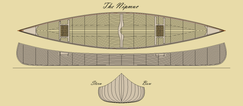 A drawing of the front and back of a boat.