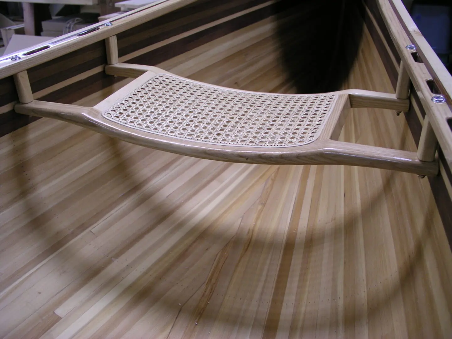 Contour Seat for wooden canoe at Newfound Woodworks