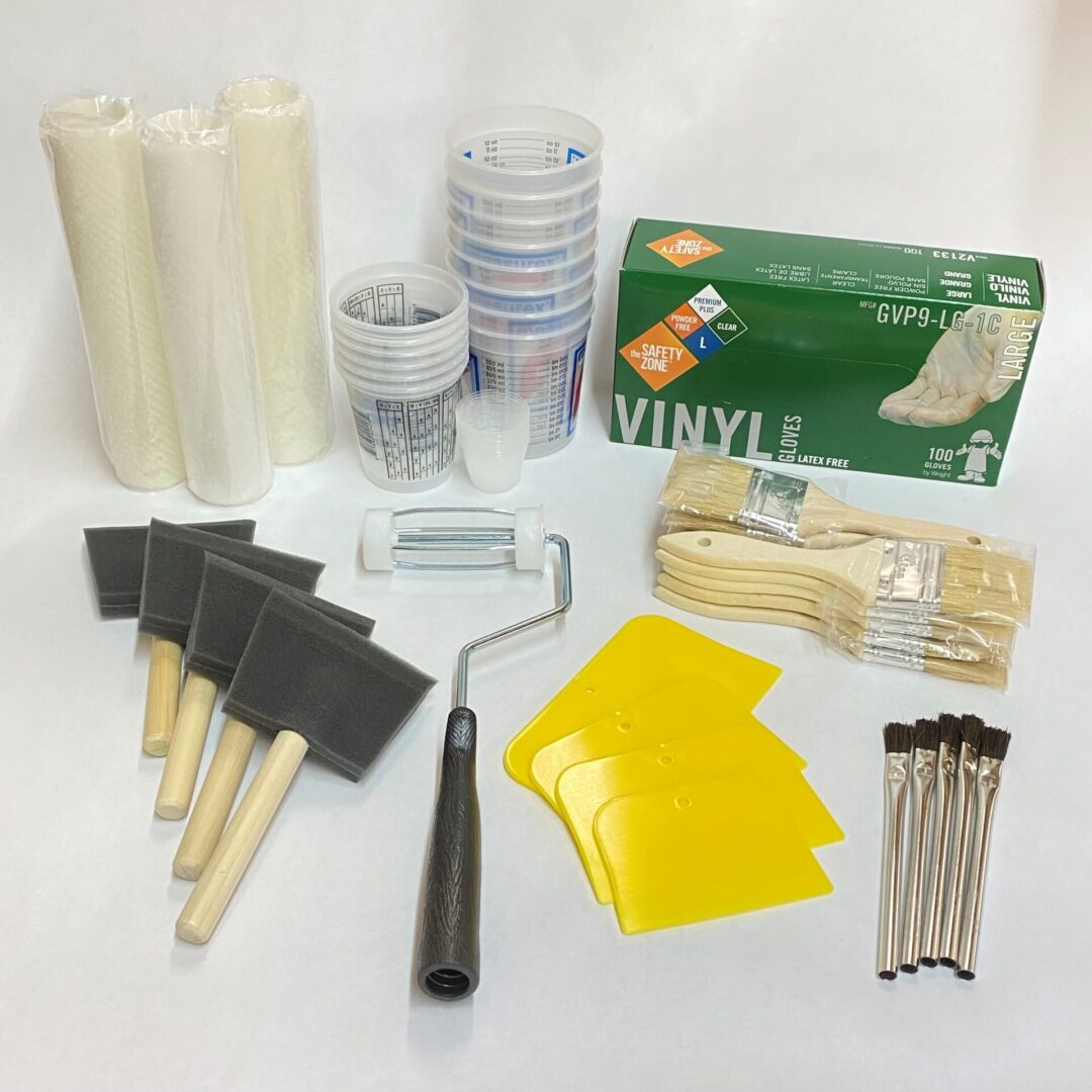 A kit with a yellow Epoxy Application Materials and a yellow Epoxy Application Materials.